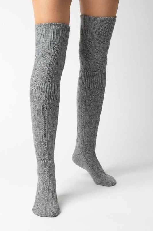 Pletené nadkolenky model 19010170 šedé s vlnou - Steven - Doplňky čepice, rukavice a šály
