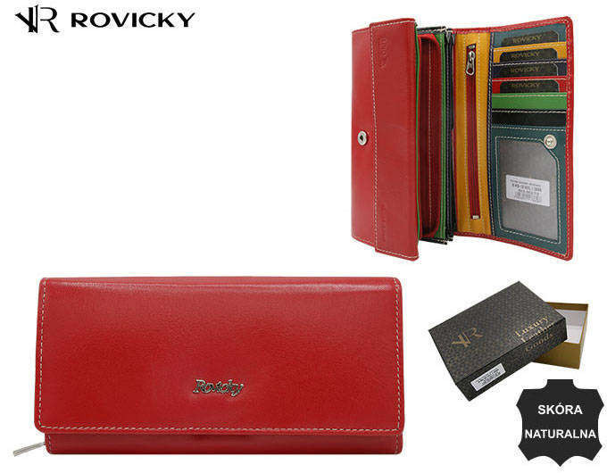 Dámské kožená peněženka R-RD-12-GCL Červená - Rovicky - Doplňky kabelky