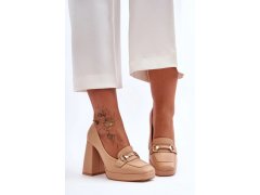 Dámské lodičky na sloupkovém podpatku / Béžová model 19455930 - SWEET SHOES 1