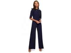 Dámský elegantní overal se zavazováním za krkem model 21184649 tmavě modrý - STYLOVE 4