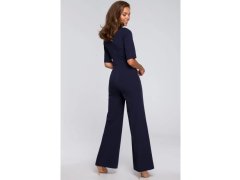 Dámský elegantní overal se zavazováním za krkem model 21184649 tmavě modrý - STYLOVE 5