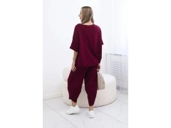 Bavlněný komplet halenka a&nbsp;kalhoty model 21770358 bordó - Kesi 5