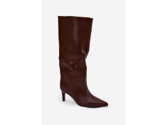 Dámské kozačky na podpatku Hnědá . Paris model 21819221 - Inello 4