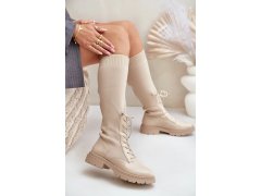 Dámské kozačky s svrškem Světle béžová CM Paris model 21857537 - Kesi 5