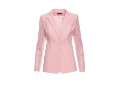 Dámské sako s&nbsp;krajkovými rukávy model 21857561 Pudr růžová - Moe 6