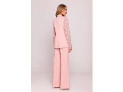 Dámské sako s&nbsp;krajkovými rukávy model 21857561 Pudr růžová - Moe 8