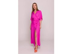 Dámské šaty se zavinovacím vzorem model 22356114 Tmavě růžová - STYLOVE 2