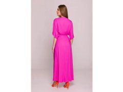 Dámské šaty se zavinovacím vzorem model 22356114 Tmavě růžová - STYLOVE 3
