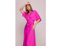 Dámské šaty se zavinovacím vzorem model 22356114 Tmavě růžová - STYLOVE 5