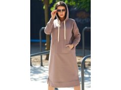 Dlouhé šaty s kapucí béžová model 21859208 - Kesi 2
