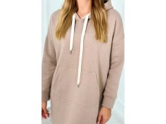 Dlouhé šaty s kapucí béžová model 21859208 - Kesi 3