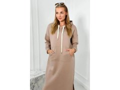 Dlouhé šaty s kapucí béžová model 21859208 - Kesi 4