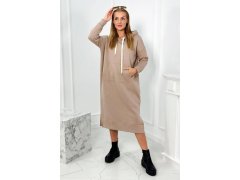 Dlouhé šaty s kapucí béžová model 21859208 - Kesi 5