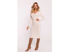 Dámské svetrové šaty model 21865052 Světle béžová - Moe 2