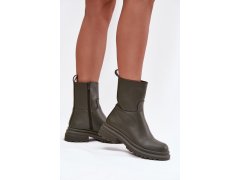 Dámské kotníkové boty na platformě Khaki tmavě zelená model 21873328 - Inello 1