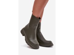 Dámské kotníkové boty na platformě Khaki tmavě zelená model 21873328 - Inello 2