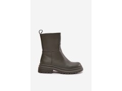 Dámské kotníkové boty na platformě Khaki tmavě zelená model 21873328 - Inello 4