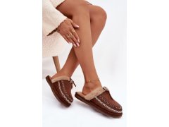 Dámské pantofle s&nbsp;kožešinou 608 Hnědá model 21949103 - Inello 2