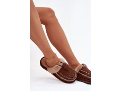 Dámské pantofle s&nbsp;kožešinou 608 Hnědá model 21949103 - Inello 3