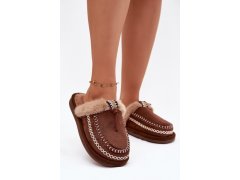 Dámské pantofle s&nbsp;kožešinou 608 Hnědá model 21949103 - Inello 6