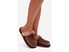 Dámské pantofle s&nbsp;kožešinou 608 Hnědá model 21949103 - Inello 7