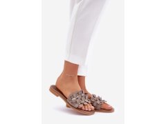 Dámské pantofle na plochém podpatku model 22014107 Taupe - Zazoo 5