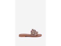 Dámské pantofle na plochém podpatku model 22014107 Taupe - Zazoo 6