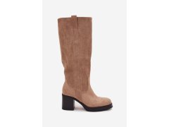 Dámské kozačky na podpatku Béžová shoes model 22018569 - Step in style 3