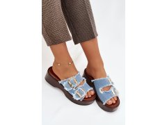Dámské pantofle na platformě Jeans modrá s černou Paris model 22020904 - Step in style 5