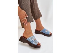 Dámské pantofle na platformě Jeans modrá s černou Paris model 22020904 - Step in style 6