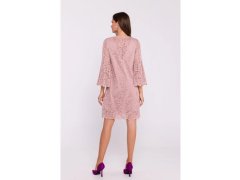 Krajkové šaty model 22200981 pudrově růžové - STYLOVE 1