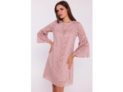 Krajkové šaty model 22200981 pudrově růžové - STYLOVE 4