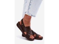 Dámské kožené sandály model 22206996 hnědé - Zazoo 1