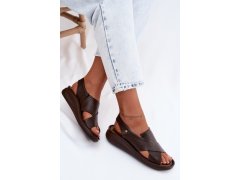 Dámské kožené sandály model 22206996 hnědé - Zazoo 2