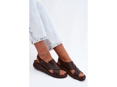 Dámské kožené sandály model 22206996 hnědé - Zazoo 3