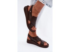 Dámské kožené sandály model 22206996 hnědé - Zazoo 4