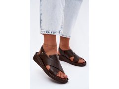 Dámské kožené sandály model 22206996 hnědé - Zazoo 5
