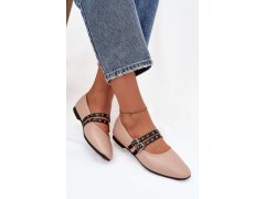 Dámské baleríny s&nbsp;pásky béžové - model 22207009 1