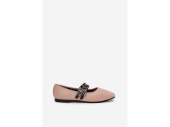 Dámské baleríny s&nbsp;pásky béžové - model 22207009 4