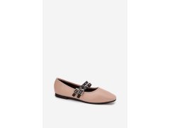 Dámské baleríny s&nbsp;pásky béžové - model 22207009 6