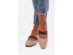 Dámské baleríny s&nbsp;pásky béžové - model 22207009 7