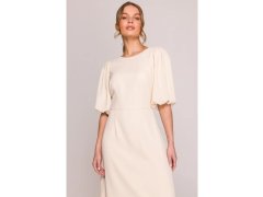 Dámské šaty s&nbsp;puff rukávy model 22260590 krémové - STYLOVE 5