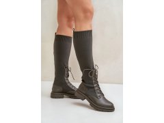 kozačky se svrškem z punčochy model 22261641 - SWEET SHOES 7