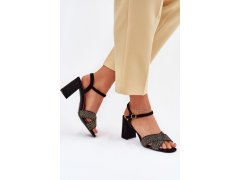 Dámské sandály na podpatku černé - model 22268778 2