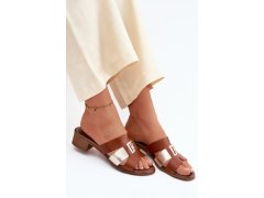 Kožené dámské sandály model 22278535 hnědé - Zazoo 1