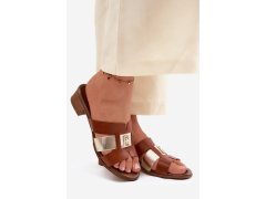 Kožené dámské sandály model 22278535 hnědé - Zazoo 2