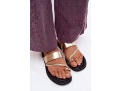 Dámské nazouváky z pravé kůže model 22290553 zlaté - VINCEZA 6