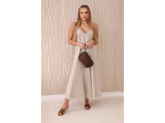 Mušelínové šaty na ramínka model 22346346 světle béžové - Kesi 3