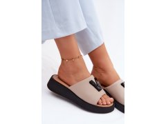 Kožené dámské nazouváky model 22358298 béžové - VINCEZA 2
