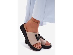 Kožené dámské nazouváky model 22358298 béžové - VINCEZA 4